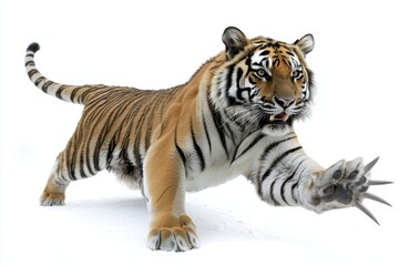 Obraz premium Tiger Pouncing in the Snow