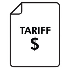 Tariff Vector Outline Silhouette of Paper Document with Dollar Symbol