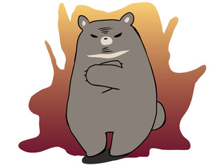 ツキノワグマ 腕を組む