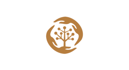 Hands caring for a growth and connection tree symbol isolated PNG with Transparent Background