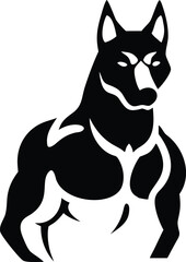 Muscular Wolf or Dog Silhouette with Intense Eyes on a White Background canine animal