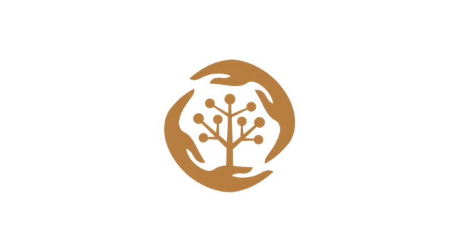 Hands caring for a growth and connection tree symbol isolated PNG with Transparent Background