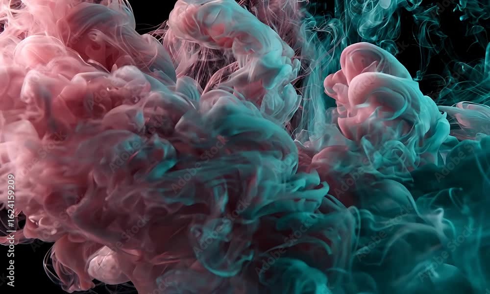 Aufkleber abstract colorful smoke swirling against black background showing ink paint mixing creating dynamic 