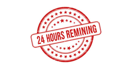 24 Hours Remining red grunge rubber stamp for urgent deadlines and limited offers isolated PNG with Transparent Background