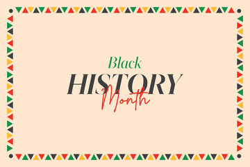 Black History Month background with vivid colors, bold lettering, and colorful triangle shapes