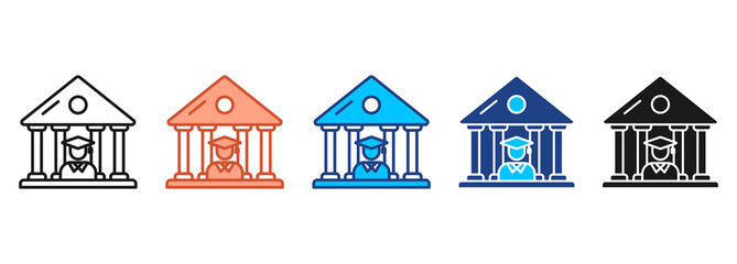 College Icon Set Multiple Style Collection