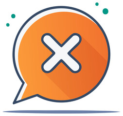 Obraz premium Orange Speech Bubble Icon With White Cross Mark Symbolizing Error Or Rejection