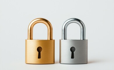 Two Distinct Padlocks in Metallic Gold and Silver Colors