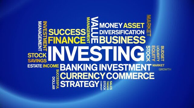 investing animated word cloud-text design animation tag kinetic typography seamless loop.