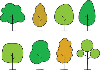 Stylized Tree Collection - Colorful Vector Illustration