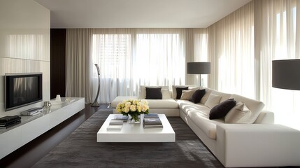 Modern Living Room Design with Elegant Decor and Bright Light