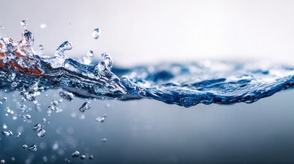 Water's Embrace: A captivating macro shot captures the fluid dynamics of water in motion, as ripples dance across the surface and droplets of pure liquid form. The play of light and shadow.