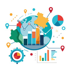 Fototapeta premium Global data analysis and business growth concepts
