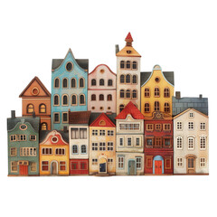 Colorful European city buildings