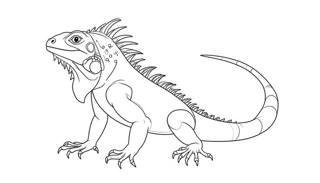 Black and white iguana drawing