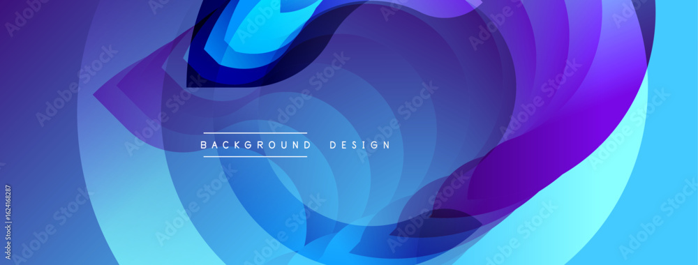 Poster abstract flowing shapes, vibrant blue purple hues. modern design elements create dynamic visual expe