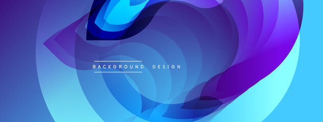Abstract flowing shapes, vibrant blue purple hues. Modern design elements create dynamic visual experience. Background text reads background design.