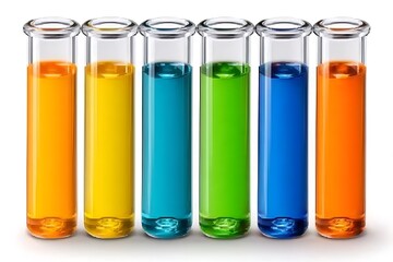 Vibrant Rainbow Colors Test Tubes with Colorful Liquids with Science Concept.