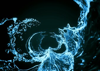 抽象的な青い水しぶきの3dイラスト