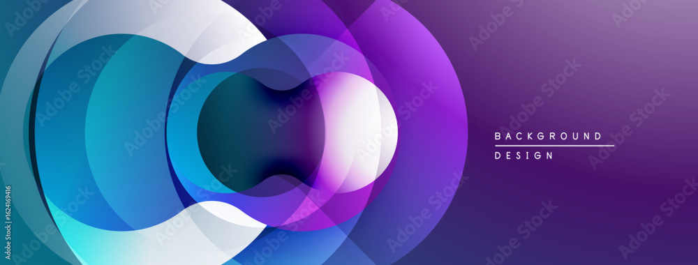 Poster abstract layers create dynamic composition. blue, purple hues blend, forming modern visual experienc