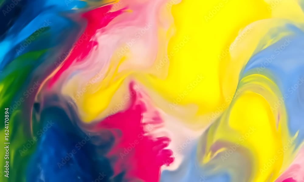 Poster abstract fluid composition in vibrant colors with dynamic brushstrokes and creative design