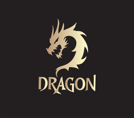 Fototapeta premium Gold Dragon Mascot Logo