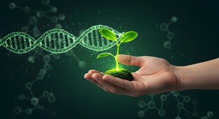 Digital of Virtual analysis chromosome DNA test of human in situations disease COVID-19 virus on hands in 3D illustration. Of free space for texts and creativity