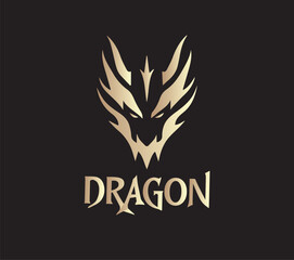 Fototapeta premium Gold Tribal Dragon Head Logo