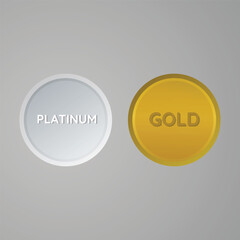 platinum gold rounded coins badge medals
