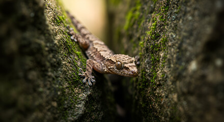 Close-up of a gecko on rocks (1)