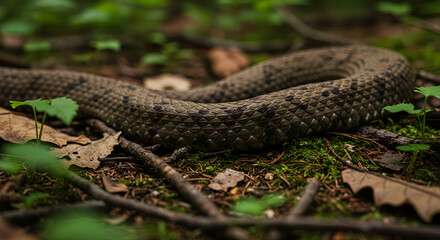 Fototapeta premium Close-up of a snake in the forest
