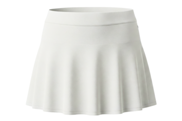 Women's white high-waisted pleated tennis skirt isolated on a transparent background