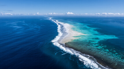 Underwater waterfall plunging into the abyss, a surreal force of nature in the deep blue ocean