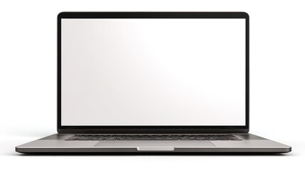 Modern Laptop with Blank Screen Isolated on White Background


