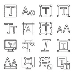 font design set of web icons in line style. font design, typography, typeface, custom font and display font. Vector illustration