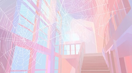 Interior View with Sunlight: An interior view reveals a bright and airy space filled with natural light, casting a soft glow and emphasizing intricate structural details. 