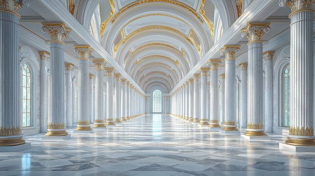 Grand hallway interior illustration