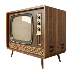 Retro wooden TV box cut out with frame screen cut out png vintage television design png old-fashioned TV set png wooden TV frame png classic TV box png transparent background image
