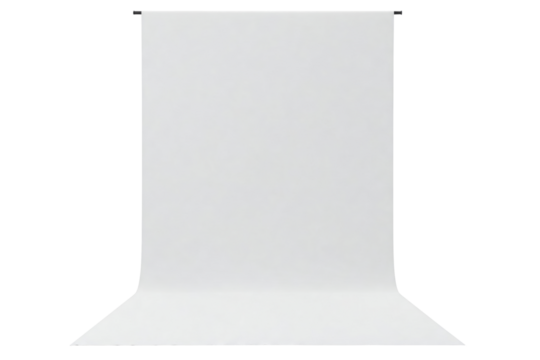 White seamless paper backdrop for a photography studio setup isolated on a transparent background