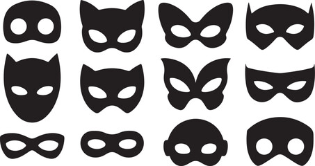 Superhero Mask Silhouette Collection for Costume and Roleplay Vector