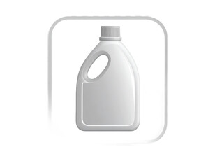 White Plastic Detergent Bottle Within A Square Frame With Rounded Corners On Transparent Background
