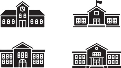 School Building Vector Set: Educational Institution for Learning and Growth
