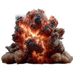 Explosion fireball animation frame, VFX style transparent background