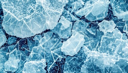 Obraz premium Abstract frozen water pattern with cracked formations creates a crystalline effect, highlighting cold, brittle textures