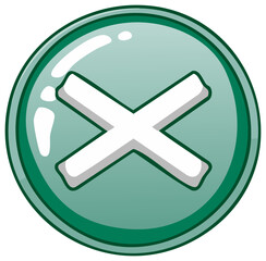 Fototapeta premium Vector Illustration of a Shiny Green Circle with a White X Inside Symbolizing Rejection or Error