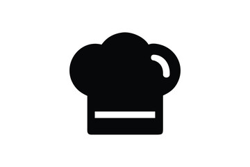 Black chef hat icon isolated on white background for culinary and kitchen themes