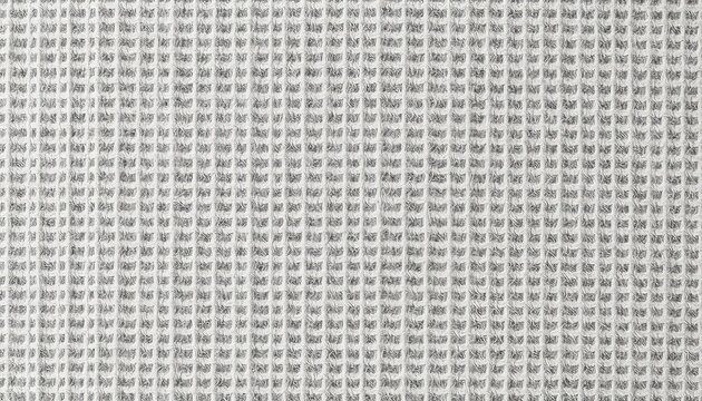 Close up view of a gray and white soft fabric with waffle weave texture showing detail and depth