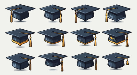 Graduation caps collection for academic achievement day