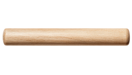 Light beige wooden rolling pin, smooth and cylindrical
