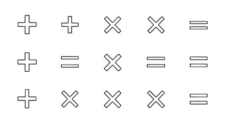 Math symbols plus minus equal for education, design element